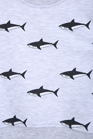 Shark Çocuk Sweatshirt Gri_3