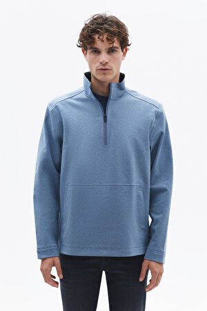 Mavi Kapuşonlu Sweatshirt