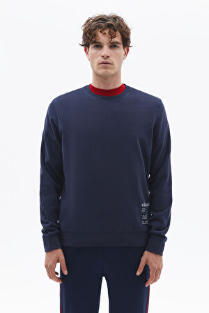 Lacivert Bisiklet Yaka Sweatshirt