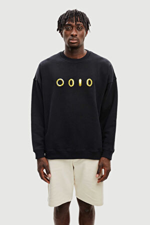 Siyah Bisiklet Yaka Sweatshirt