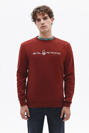 Kırmızı Relax Kalıp Bisiklet Yaka Sweatshirt