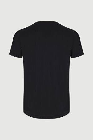 Dar Kalıp Siyah V Yaka T-Shirt_6