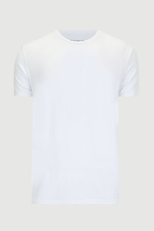 Dar Kalıp Beyaz Bisiklet Yaka T-Shirt_5