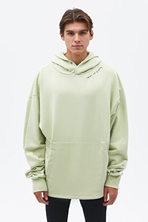 Su Yeşili Relax Kalıp Kapuşonlu Sweatshirt