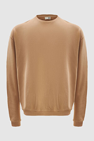 Açık Kahve Bisiklet Yaka Sweatshirt_4