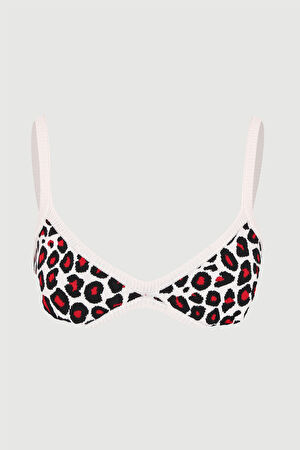 Bej Animal Desenli Bralet