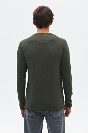 Haki Bisiklet Yaka T-Shirt_2