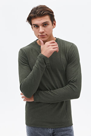 Haki Bisiklet Yaka T-Shirt_3