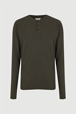 Haki Bisiklet Yaka T-Shirt_4