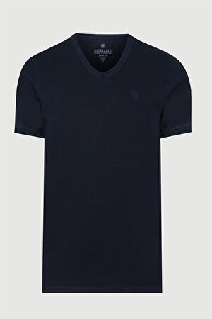 Lacivert V Yaka T-Shirt_3