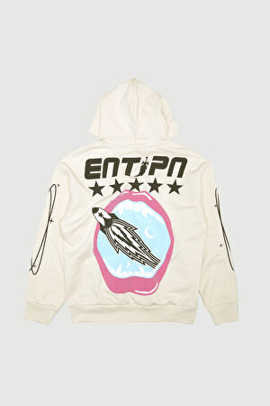 Krem Relax Kalıp Kapuşonlu Sweatshirt_2