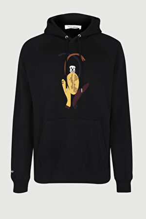 Siyah Relax Kalıp Kapuşonlu Sweatshirt