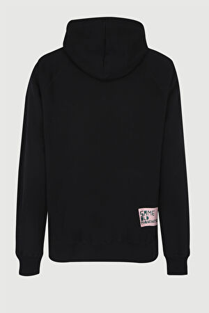 Siyah Relax Kalıp Kapuşonlu Sweatshirt_2