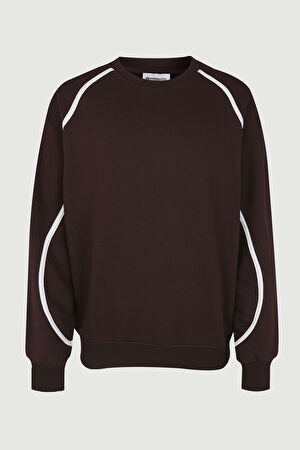 Kahve Relax Kalıp Kapuşonlu Sweatshirt