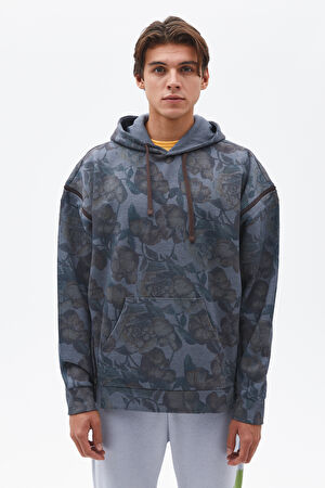 Gri Relax Kalıp Kapuşonlu Sweatshirt
