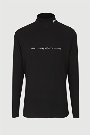 Oversize Siyah Bisiklet Yaka T-Shirt