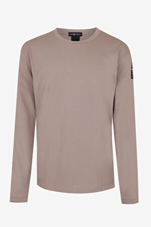 Bej Bisiklet Yaka T-Shirt