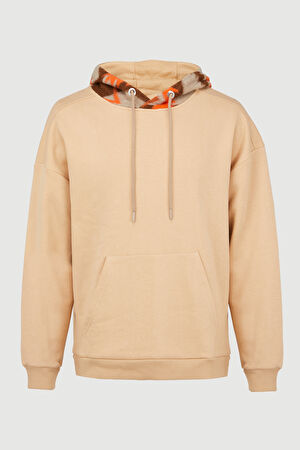 Bej Relax Kalıp Bisiklet Yaka Sweatshirt