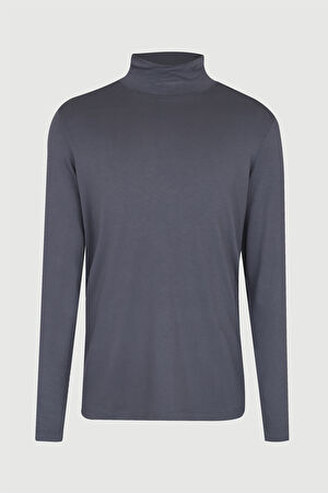 Gri Dik Yaka T-Shirt