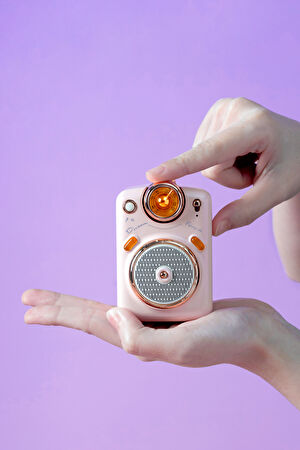 Fairy Ok Karaoke Mikrofonlu FM Radyolu Pembe Bluetooth Hoparlör_5