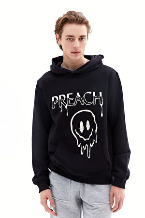 Siyah Oversize Kapuşonlu Sweatshirt