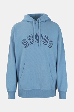 Açık Mavi Relax Kalıp Kapuşonlu Sweatshirt