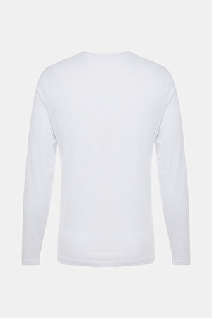Beyaz Bisiklet Yaka T-Shirt_4