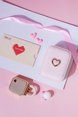 Love Lock Mini Ses Kayıt Özellikli Pembe Bluetooth Hoparlör_6