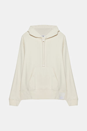 Ekru Kapuşonlu Sweatshirt