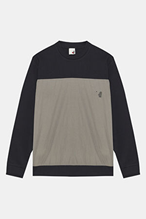 Siyah Bisiklet Yaka Sweatshirt