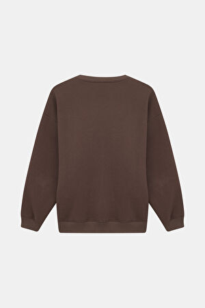 Kahve Bisiklet Yaka Sweatshirt_5