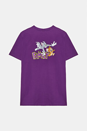 Mor Bisiklet Yaka Baskılı T-Shirt_2