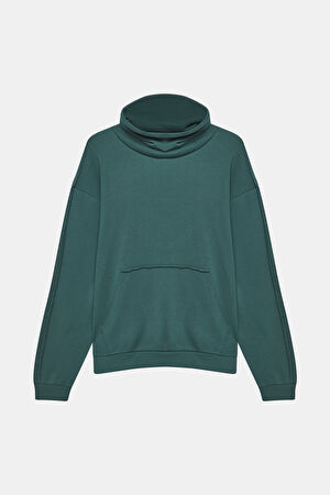 Koyu Yeşil Dik Yaka Sweatshirt_4