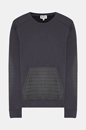 Koyu Gri Bisiklet Yaka Sweatshirt