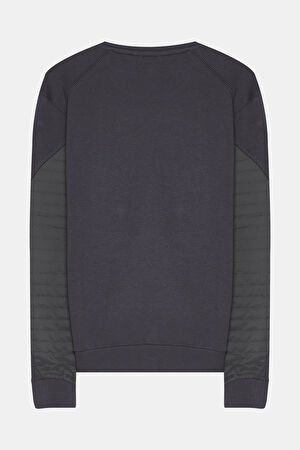 Koyu Gri Bisiklet Yaka Sweatshirt_2