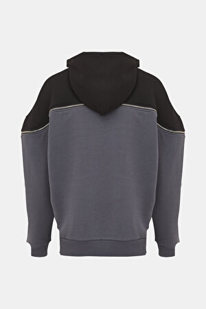Siyah Kapuşonlu Sweatshirt_5