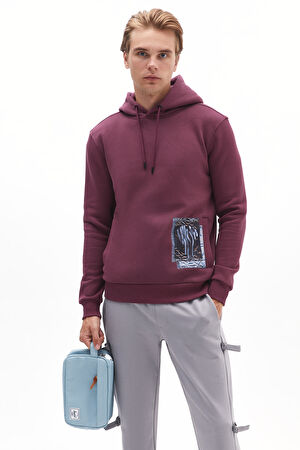 Bordo Kapuşonlu Sweatshirt
