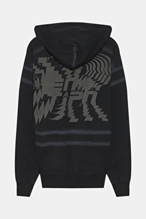 Siyah Relax Kalıp Kapuşonlu Sweatshirt_2