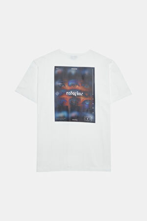 Ekru Bisiklet Yaka Baskılı T-Shirt_2