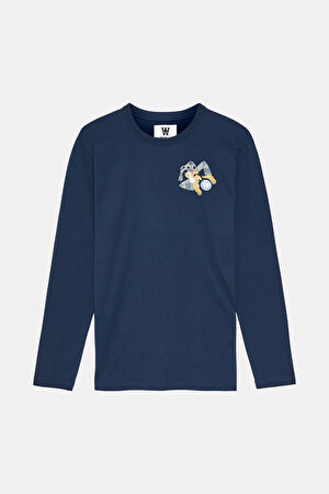 Lacivert Bisiklet Yaka T-Shirt