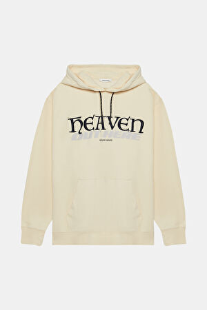 Krem Kapuşonlu Sweatshirt