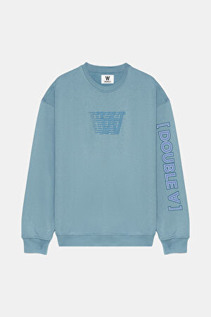 Açık Mavi Bisiklet Yaka Sweatshirt