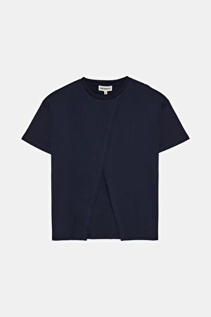 Lacivert Bisiklet Yaka T-Shirt