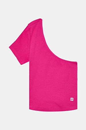 Fuşya Asimetrik T-Shirt