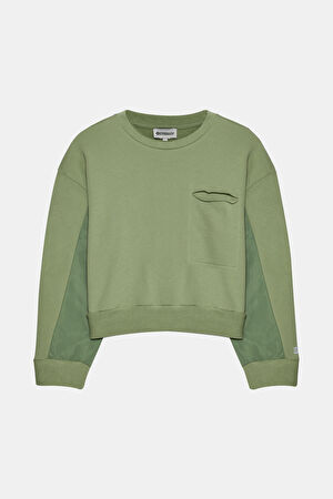 Açık Yeşil Bisiklet Yaka Sweatshirt