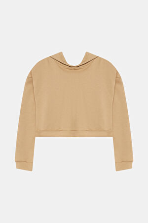 Bej Kapuşonlu Sweatshirt