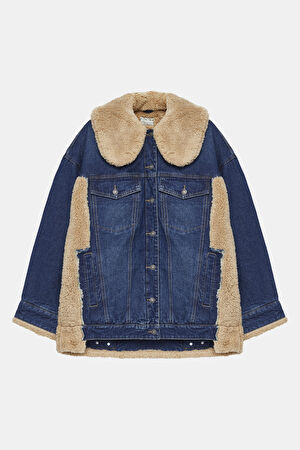 Sherpa Detaylı Denim Mont
