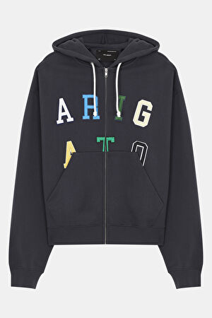 Siyah Relax Kalıp Kapuşonlu Sweatshirt