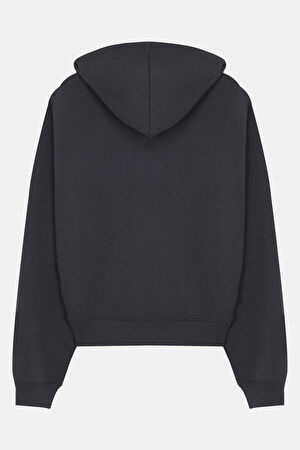 Siyah Relax Kalıp Kapuşonlu Sweatshirt_2