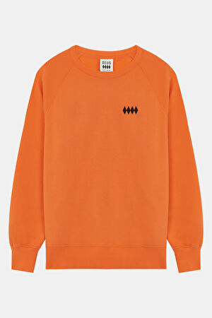 Turuncu Relax Kalıp Bisiklet Yaka Sweatshirt